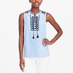 J. CREW embroidered peasant top Blue